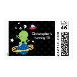 Outerspace alien boy's birthday party stamps stamps