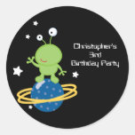 Outerspace alien boy's birthday party stickers stickers