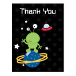 Outerspace alien boy's thank you postcard postcards