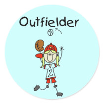 Outfielder-Girl Baseball Tshirts and Gifts Round Stickers