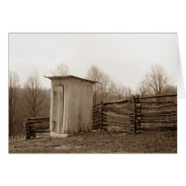 Outhouse and Rail Fence Greeting Cards