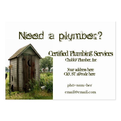 Outhouse Chubby Business Cards for plumber (front side)