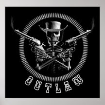 Outlaw Skeleton Cowboy Posters