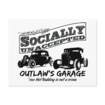 Outlaw's Garage. Socially unaccepted Hot Rods Post Card