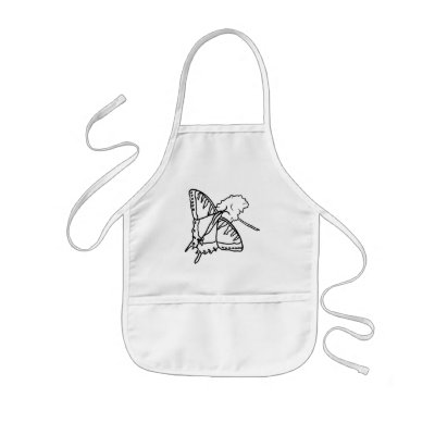 outline art - butterfly and flower color in aprons by Cherylsart