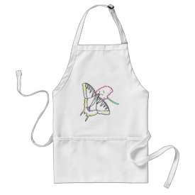 outline art - color in butterfly and flower aprons apron