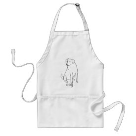 outline art - color in dog sitting, aprons apron