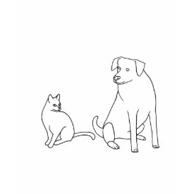 outline art - dog and cat sitting, shirt shirt