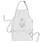 Outline art drawing, coloring dog sitting, aprons