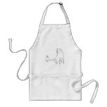 Outline art drawing, dog and cat sitting, aprons
