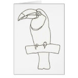 Outline art drawing of a Toucan bird on a branch cards
