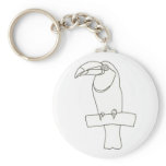 Outline art drawing of a Toucan bird on a branch keychains