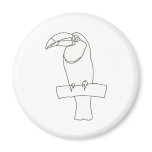 Outline art drawing of a Toucan bird on a branch magnets