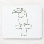 Outline art drawing of a Toucan bird on a branch mousepads