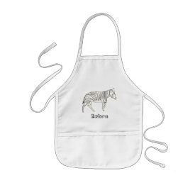 Outline Art - Drawing of a zebra, aprons apron