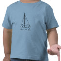 Outline art, drawing of sailboat color in shirt