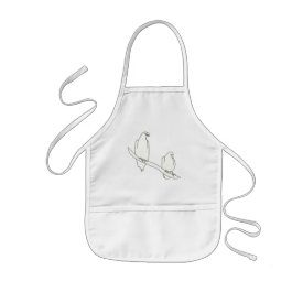 Outline Art Drawing of Two Birds on a Branch apron