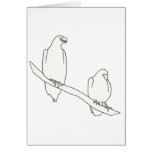 Outline Art Drawing of Two Birds on a Branch Cards