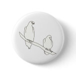Outline Art Drawing of Two Birds on a Branch Pins