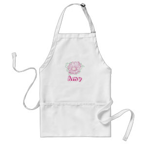 Outline art - fuchsia flower, Amy color in apron apron