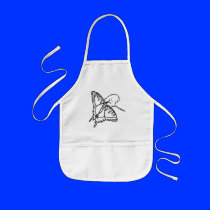 Outline drawing butterfly & flower coloring aprons