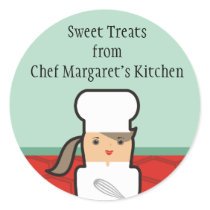Outline girl pastry chef baker gift tags stickers