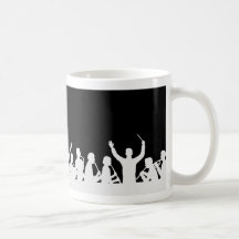 Outline of conductor and band white on black coffee mugs