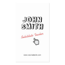 Outline Text Substitute Teacher Business Card