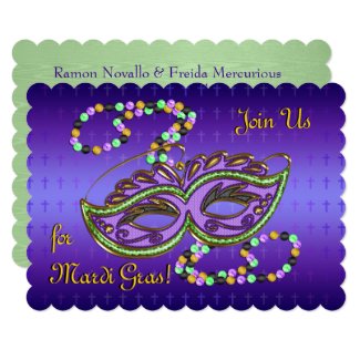 Outrageous Mardi Gras Party - Personalized Card