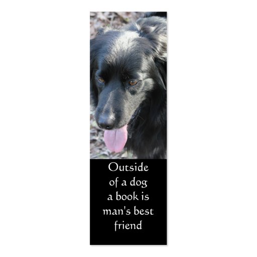 Outside of a dog bookmark business cards (front side)