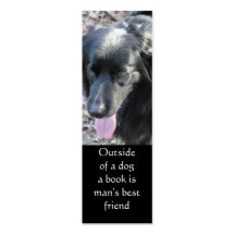 Outside of a dog bookmark business cards