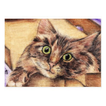 Outside the Box (Cat) ACEO Art Trading Cards Business Card Template