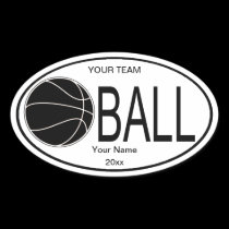 Oval Basketball Black and White Sticker stickers