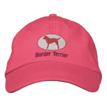 Oval Border Terrier Embroidered Hat (Pink) embroidered hats by MenagerieMayhem Oval Border Terrier Embroidered Hat (Pink) embroidered hats