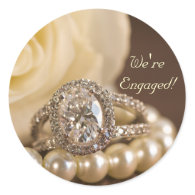 Oval Diamond Marriage Engagement Envelope Seal Sticker