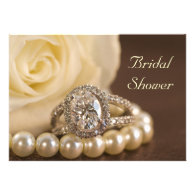 Oval Diamond Ring Bridal Shower Invitation