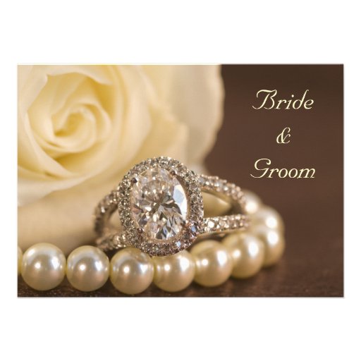 Oval Diamond Ring Wedding Invitation