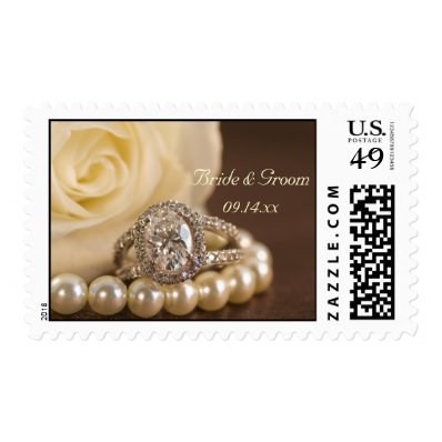 Oval Diamond Ring Wedding Postage Stamp