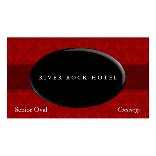 Oval Obsidian on Red Damask Type 42 Business Card (front side)