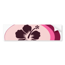 Oval shape hibiscus design bumper sticker