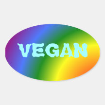 Oval Vegan Rainbow Sticker