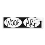 oval WOOF ARF dog bumper stickers bumper stickers