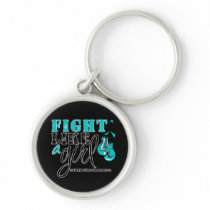 Ovarian Cancer Awareness Fight Like a Girl Key Chain