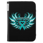 Ovarian Cancer Awareness Heart Wings Kindle Folio Case