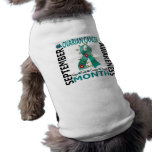 Ovarian Cancer Awareness Month Flower Ribbon 4 Dog T-shirt