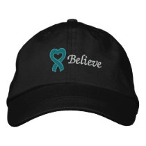 Ovarian Cancer Believe Embroidered Hats