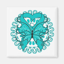 Ovarian Cancer Butterfly Circle of Ribbons Magnets