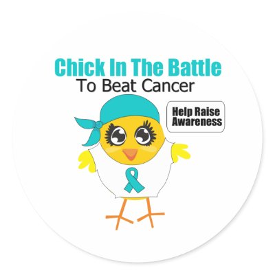 Ovarian Cancer Chick In the Battle to Beat Cancer round sticker