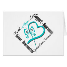 Ovarian Cancer Faith Hope Love Butterfly Card