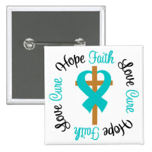 Ovarian Cancer Faith Hope Love Cross Buttons